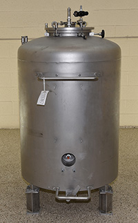 used, 52 gallon steam-jacketed pressure TANK, food grade, stainless steel, Bowa, Alard item Y3787