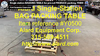 New, Alard Model BT1 SINGLE STATION NET WEIGH BAG BILLING TABLE, Alard item Y0500