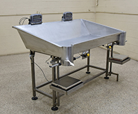 New, Alard Model BT2020 2-spout food grade stainless steel bag filler table, Alard item Y5432