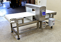 Used Safeline FOOD METAL DETECTOR with conveyor, 26x8 opening, stainless steel, in stock, refurbished, Alard item Y5726